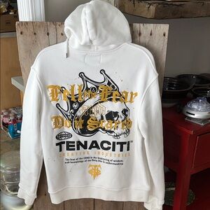TENACITI Off White EMBROIDERED Graphic Hoodie 2022/23 LOGO NICE!!!